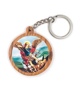 Logos Olive Wood Catholic Keychain -