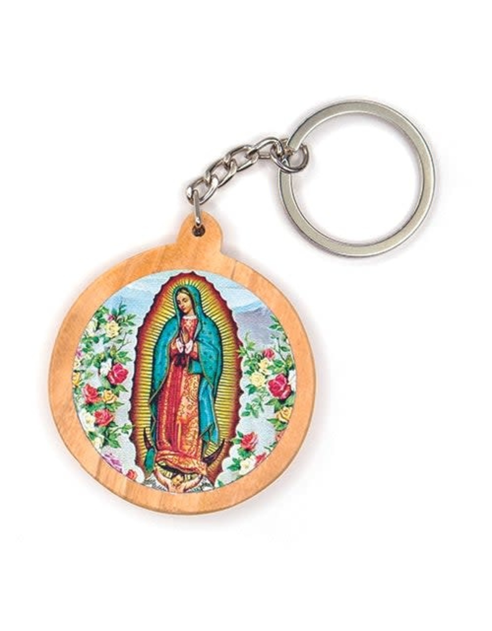 Logos Olive Wood Catholic Keychain -