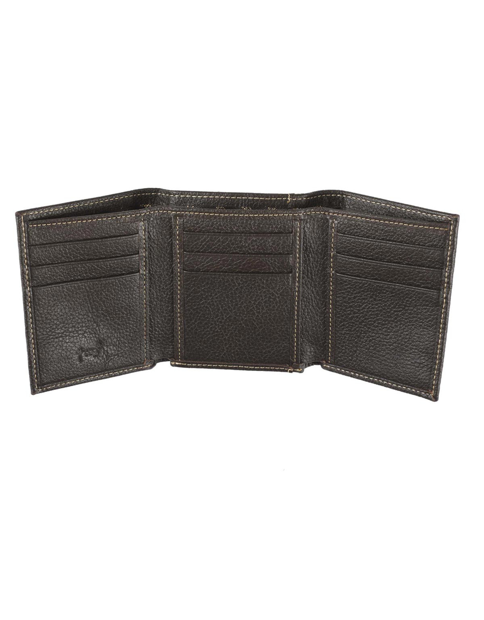 Christian Art Gifts Wallet - Three Crosses, Brown Leather