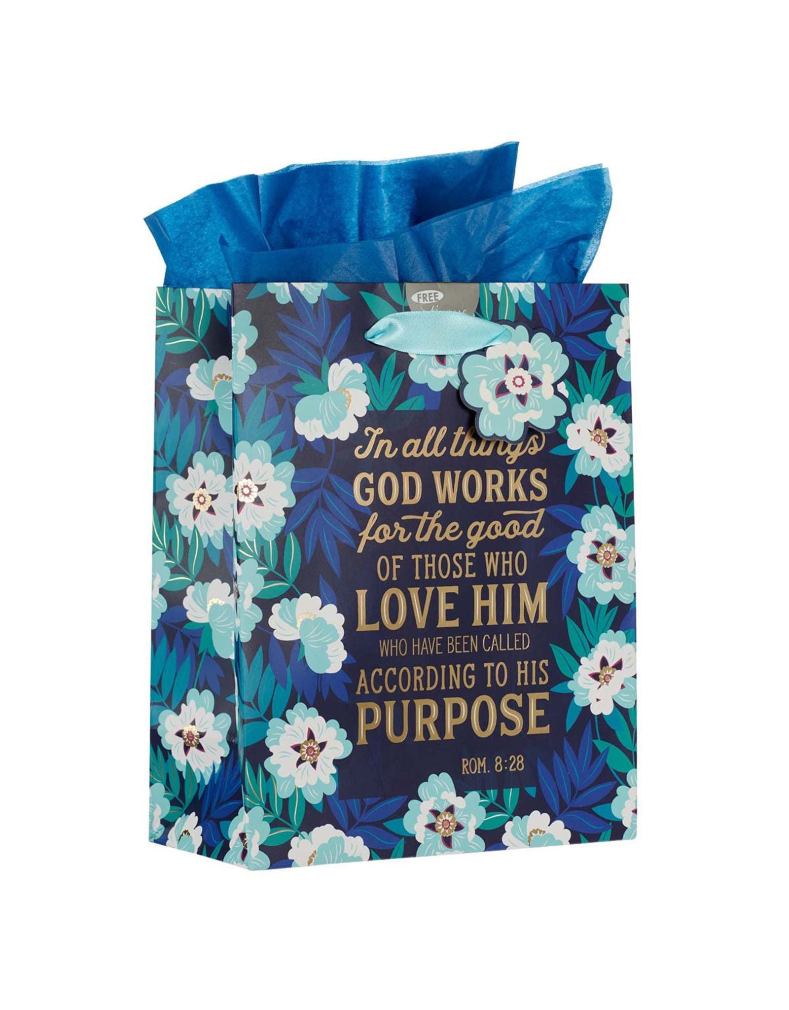 Christian Art Gifts Gift Bag - God Works for Good, Romans 8:28 (Medium)