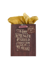Christian Art Gifts Gift Bag - The Lord is my Strength and Shield Psalm 28:7 (Medium)