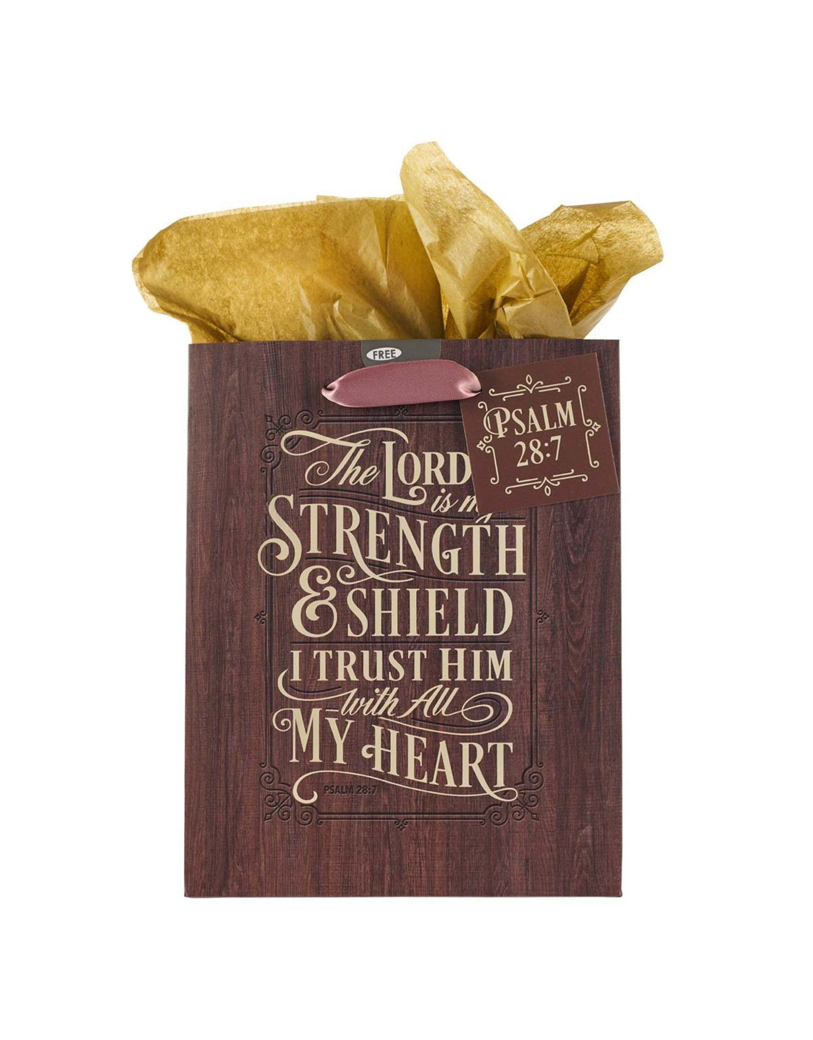 Christian Art Gifts Gift Bag - The Lord is my Strength and Shield Psalm 28:7 (Medium)
