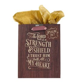 Christian Art Gifts Gift Bag - The Lord is my Strength and Shield Psalm 28:7 (Medium)