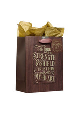 Christian Art Gifts Gift Bag - The Lord is my Strength and Shield Psalm 28:7 (Medium)