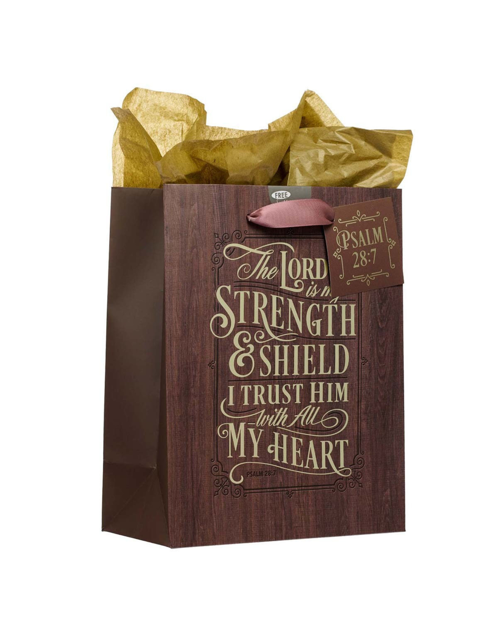 Christian Art Gifts Gift Bag - The Lord is my Strength and Shield Psalm 28:7 (Medium)