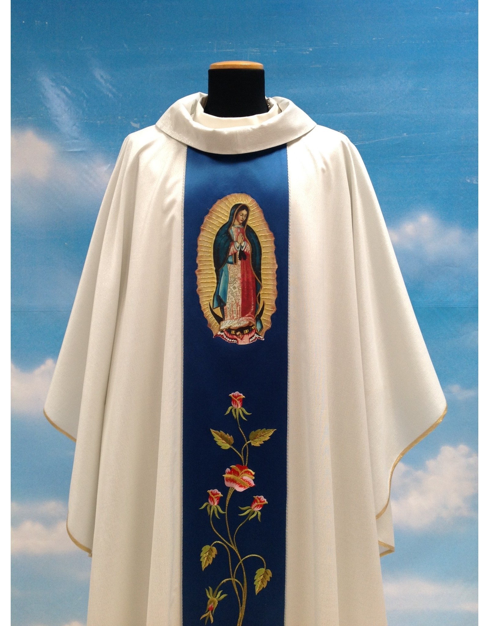 Solivari Marian Chasuble - Our Lady of Guadalupe on Blue Panel