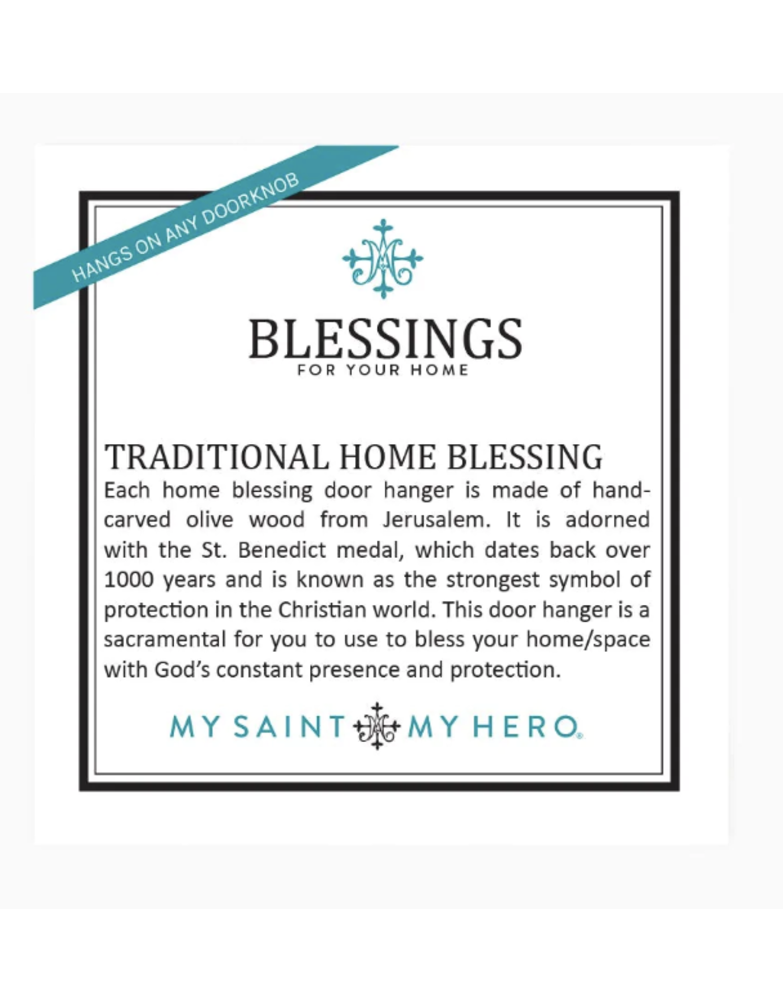 My Saint My Hero "Blessings for your Home" Door Hanger - Wood/White Beads