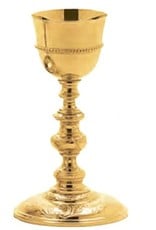 Molina Chalice, 9-1/8" Height, Brass Gold-Plated