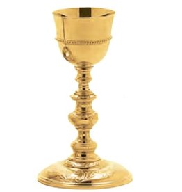 Molina Chalice & Paten, 9-1/8" Height, Brass Gold-Plated