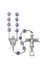 Hirten Rosary - Aqua & Fuchsia Crackled Glass