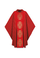 Slabbinck Chasuble, Gothic - Red, with Crosses - Roll Collar