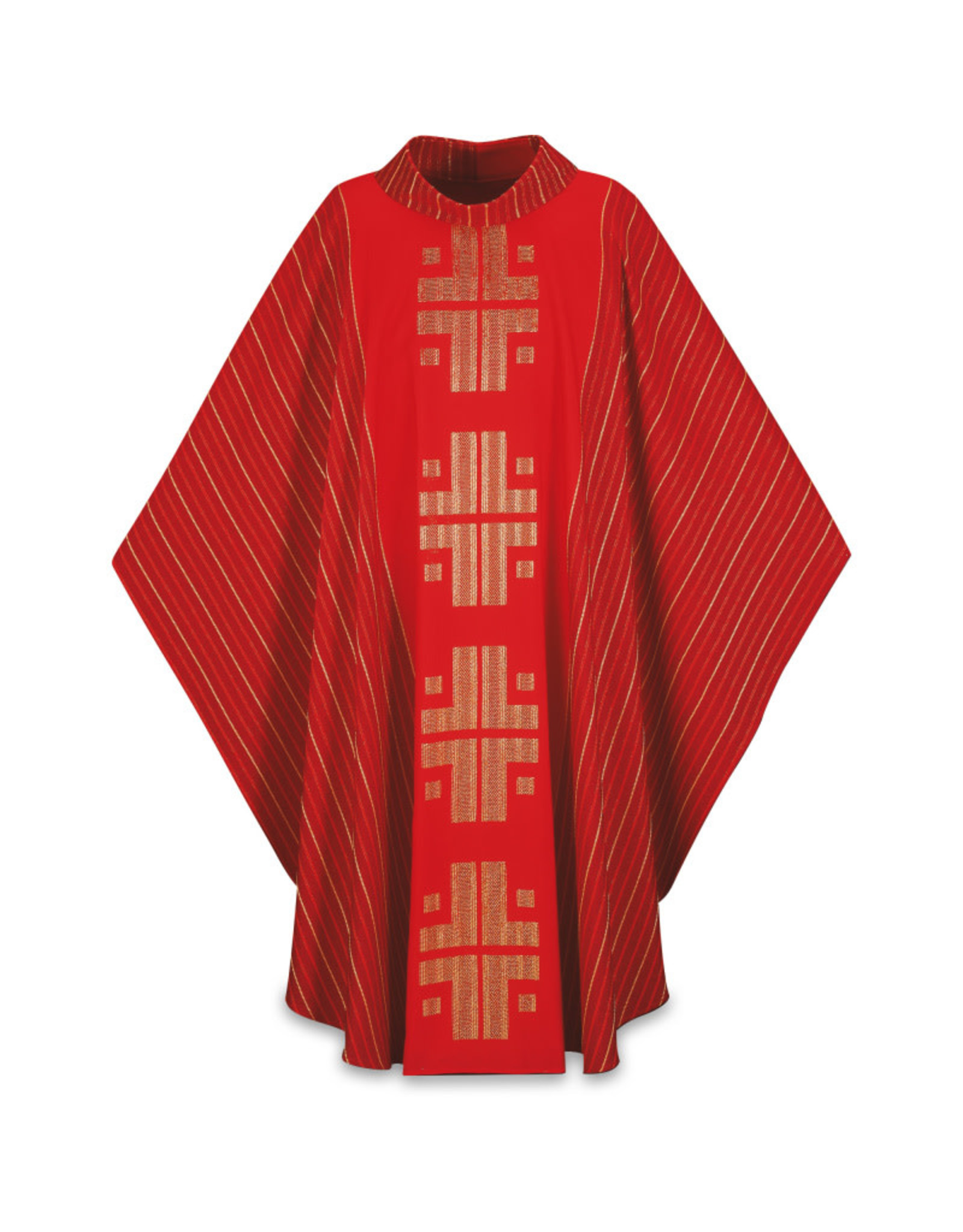 Slabbinck Chasuble, Gothic - Red, with Crosses - Roll Collar