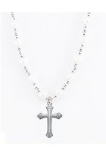 Hirten Pendant - Cross with White Pearl Beads