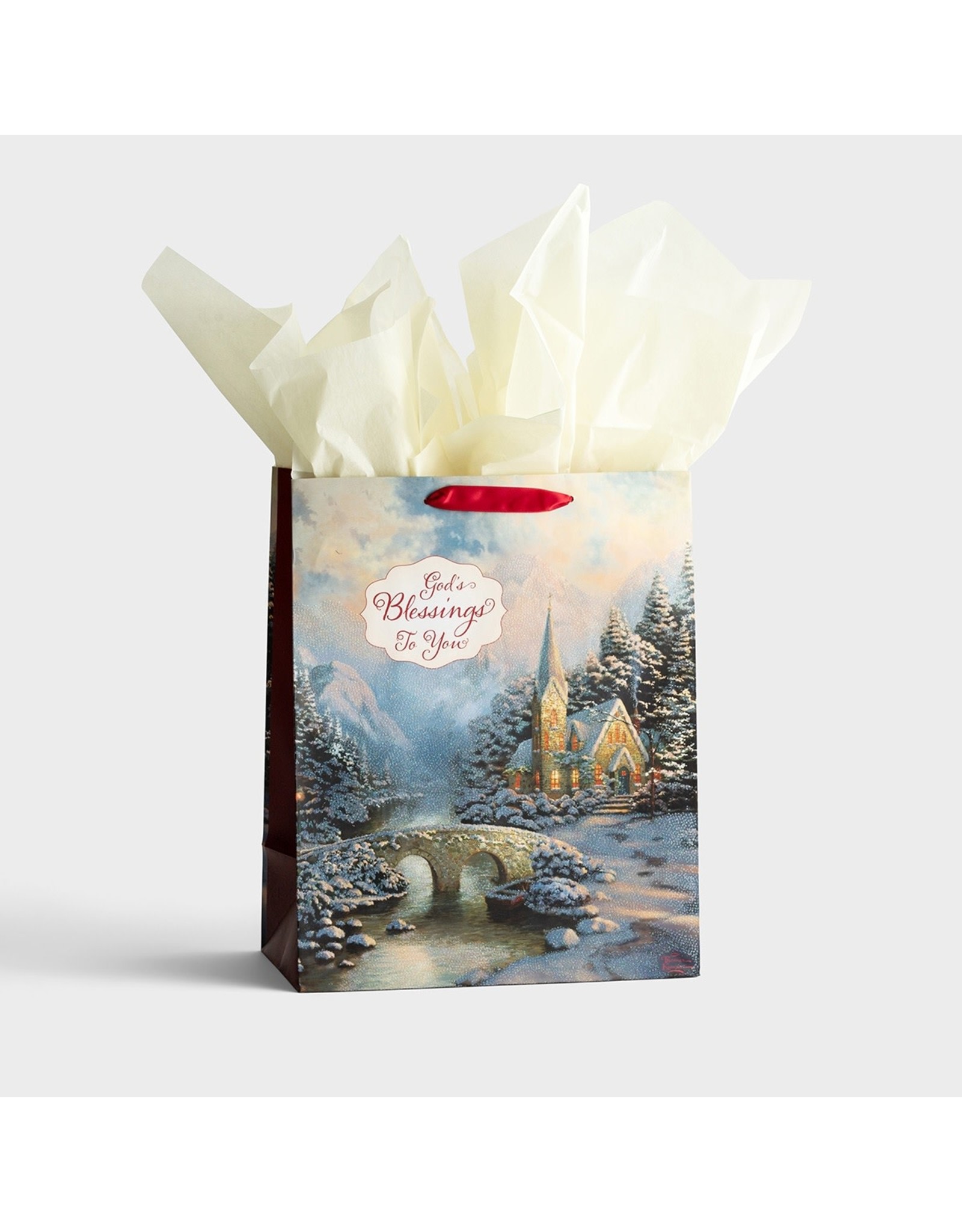 Thomas Kinkade Chirstmas Gift Bag - God's Blessings to You (Large)