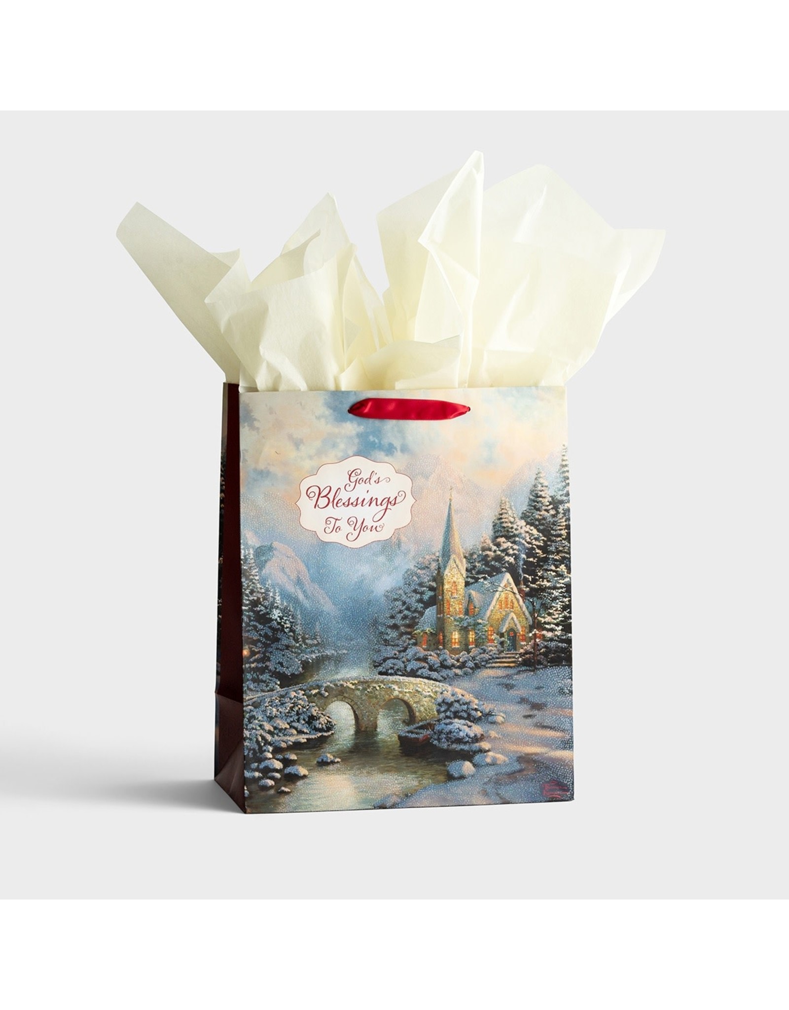 Thomas Kinkade Large Gift Bag - God's Blessings to You (Christmas)