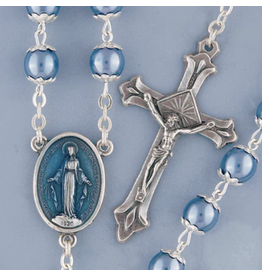 Devon Rosary Blue Glass Pearl/Miraculous Centerpiece