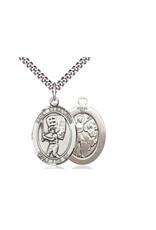 Bliss St. Sebastian/Baseball Medal, Sterling Silver on 24" Endless Chain