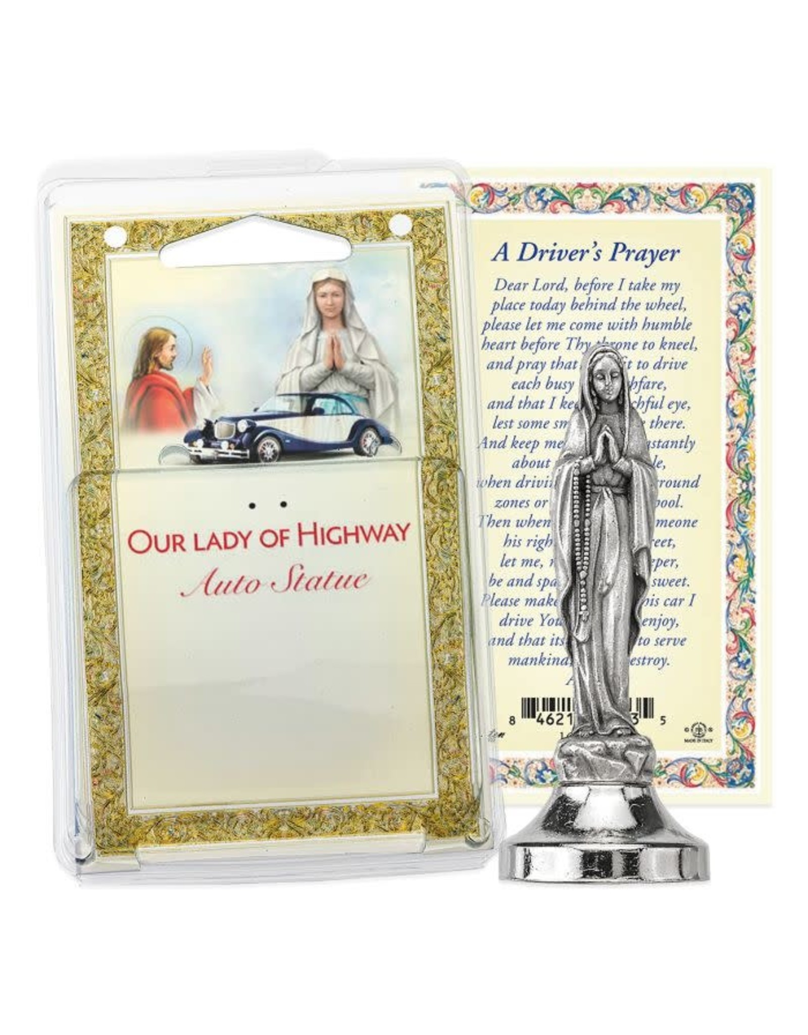 Hirten Auto Statue with Prayer Card, Our Lady of the Highway