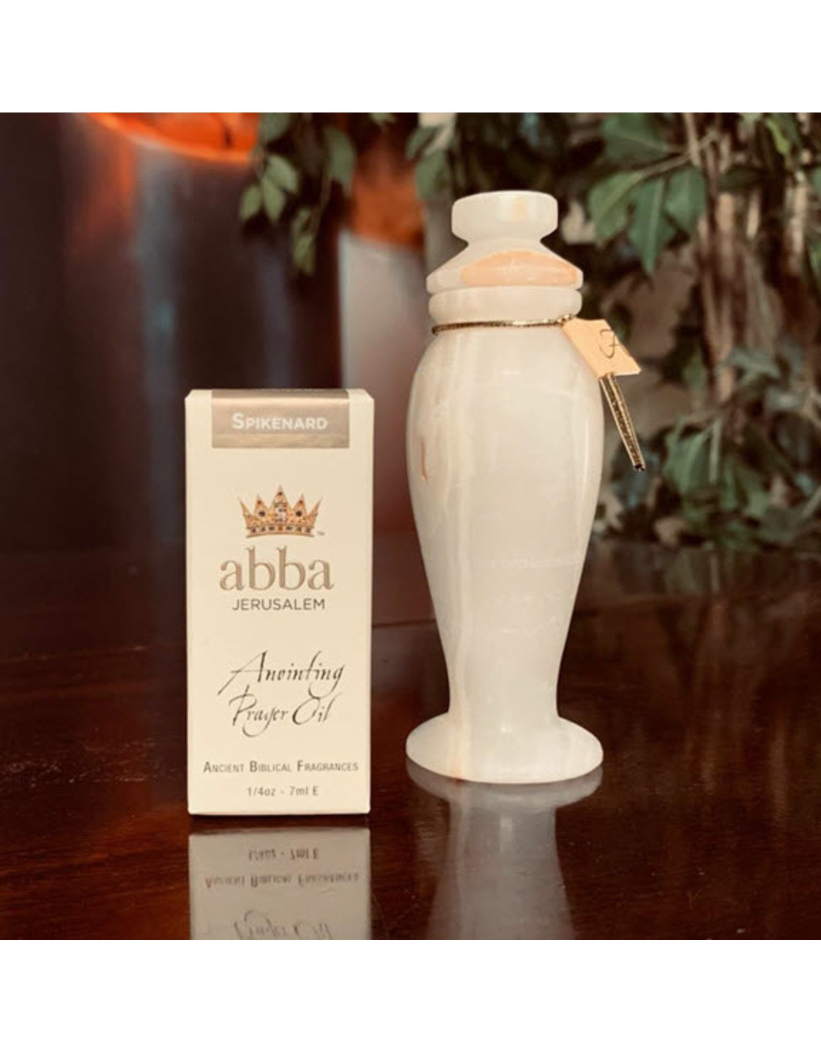 Abba Oil Alabaster Jar with 1/4 oz Spikenard (Worship & Praise) Anointing Prayer Oil