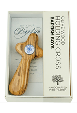 Logos Baptism Cross - Olive Wood Handcrafted in Bethlehem