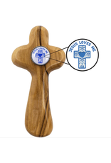 Logos Baptism Cross - Olive Wood Handcrafted in Bethlehem