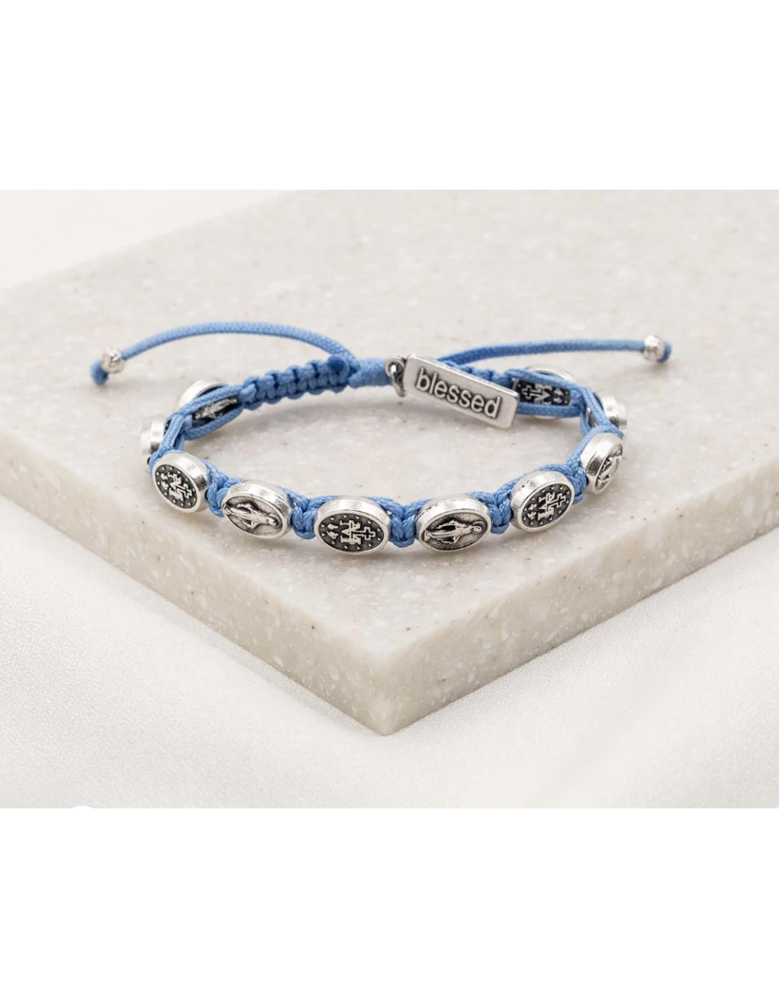 My Saint My Hero Bracelet - Miraculous Mary Blessing Bracelet (Light Blue/Silver)