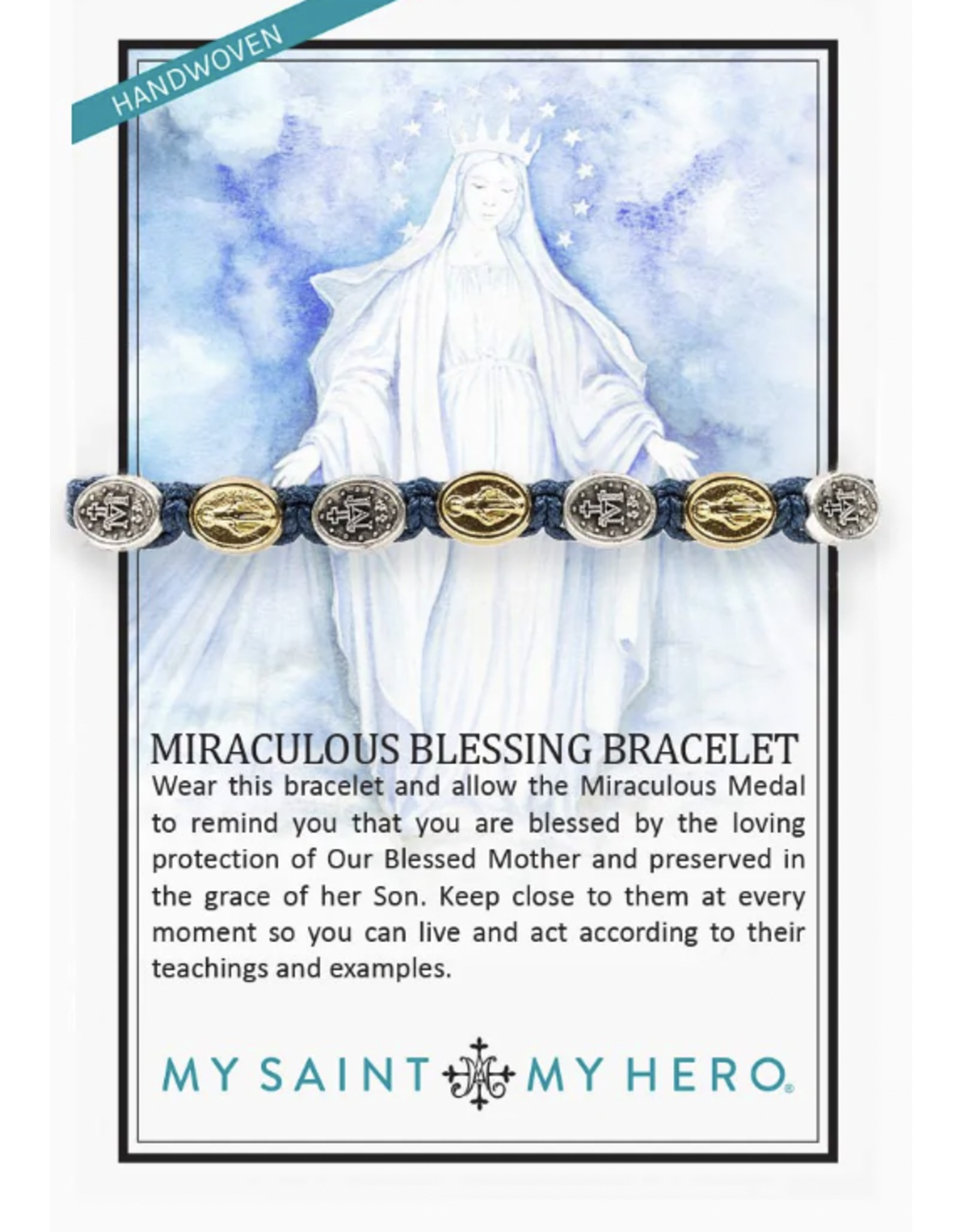My Saint My Hero Bracelet - Miraculous Mary Blessing Bracelet (Light Blue/Silver)