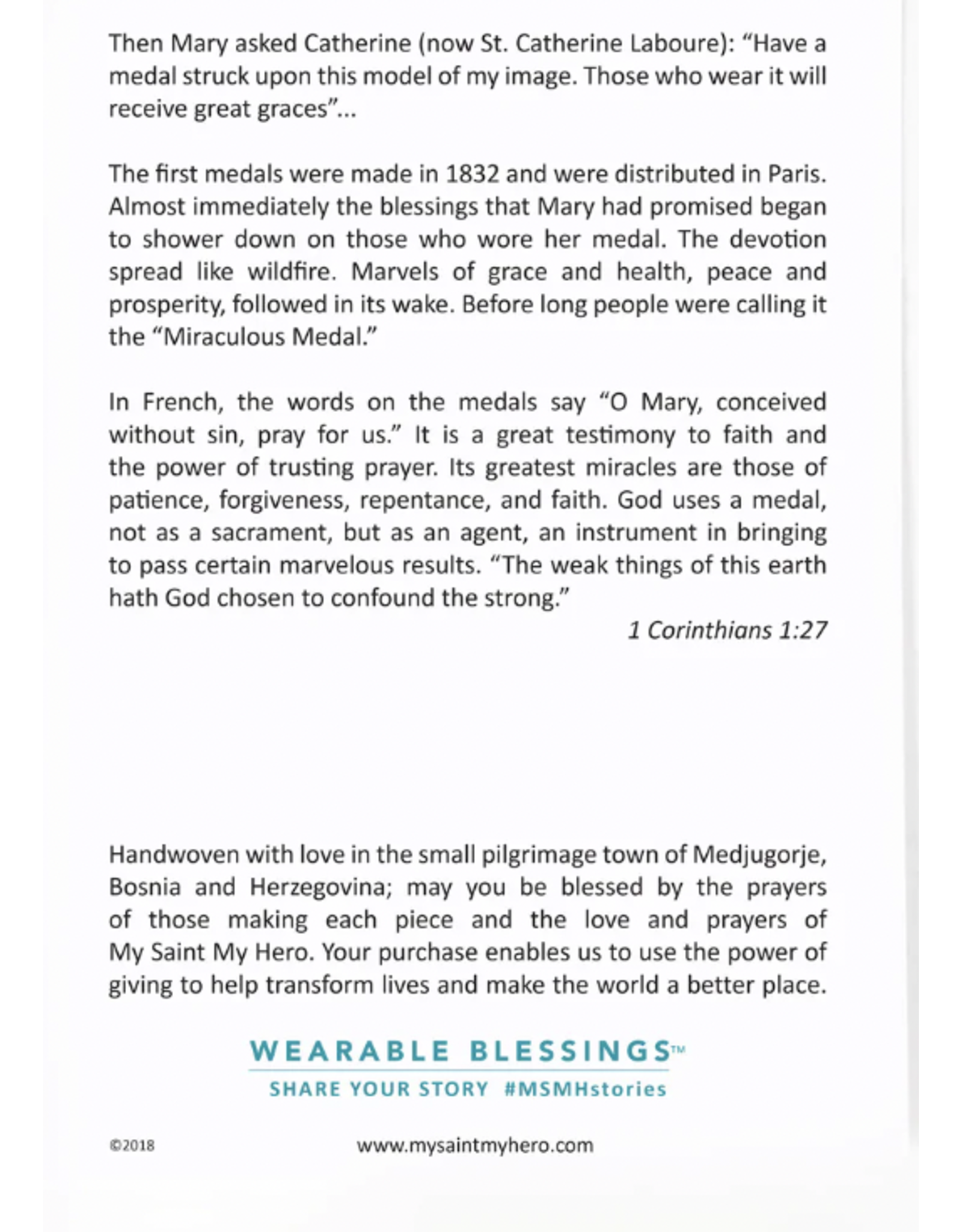 My Saint My Hero Bracelet - Miraculous Mary Blessing Bracelet (Light Blue/Silver)