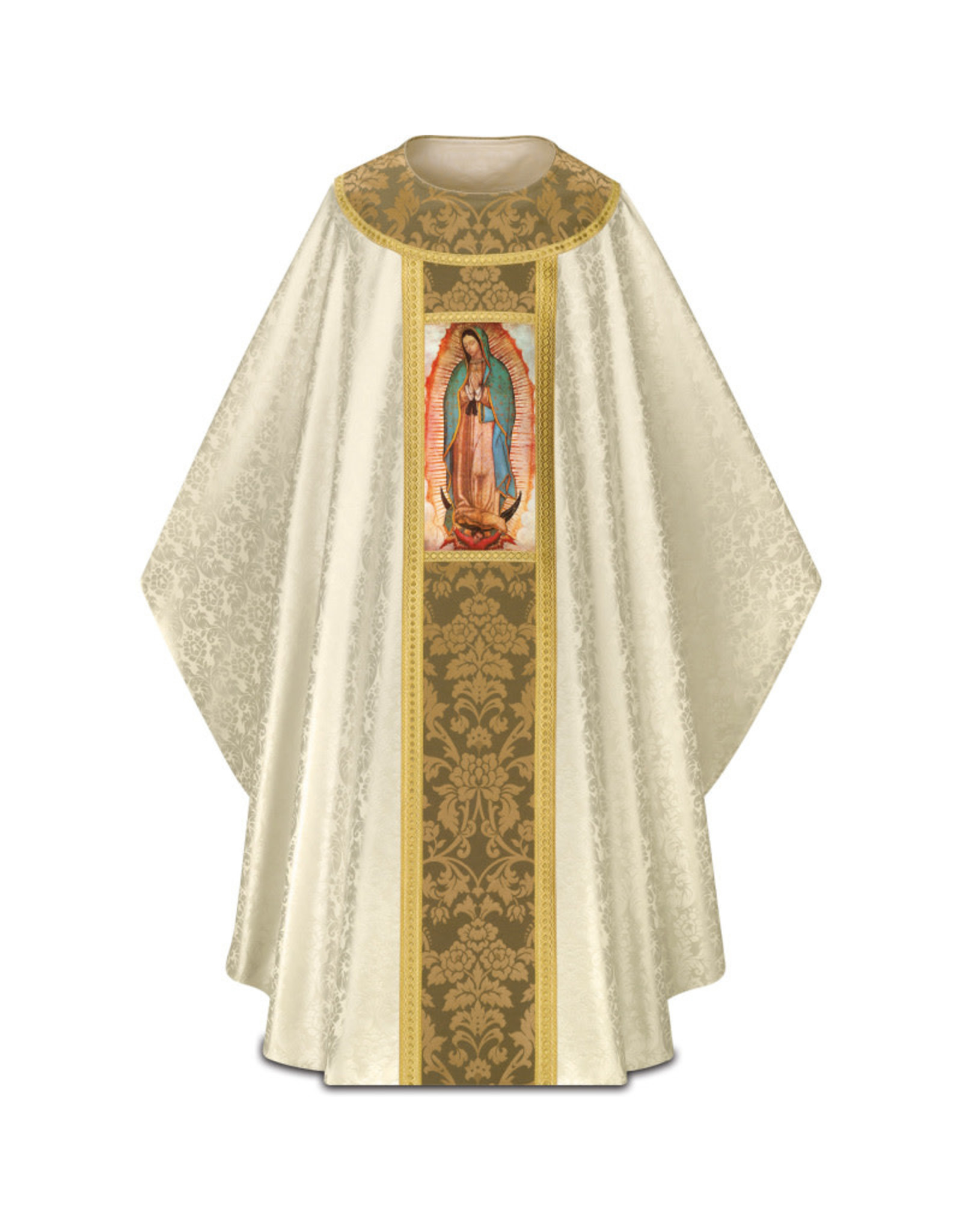 Slabbinck Marian Chasuble in Duomo Damask Fabric - Our Lady of Guadalupe