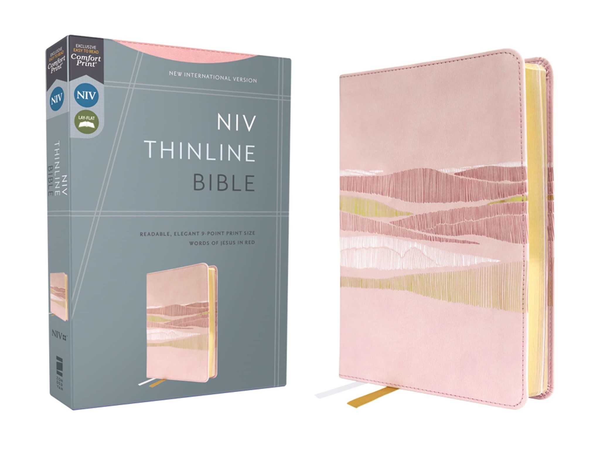 Zondervan NIV THINLINE BIBLE 聖書 NIV, Thinline Bible, Large Print, Cloth Flexcover, Gray, Red