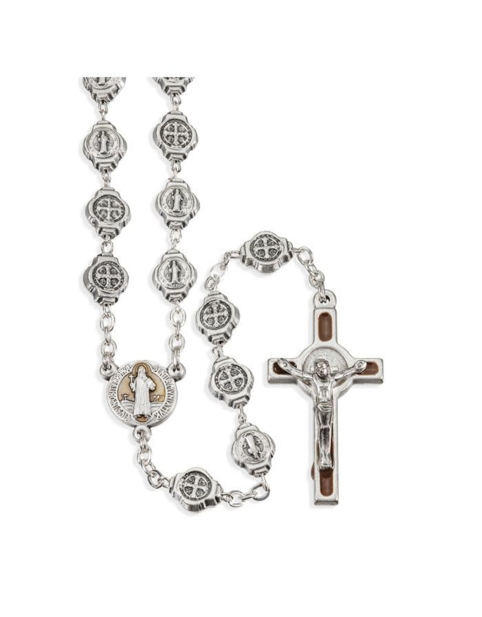 Hirten Rosary - St. Benedict, Silver / Expoxied