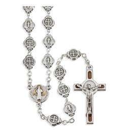 Hirten Rosary - St. Benedict, Silver / Expoxied