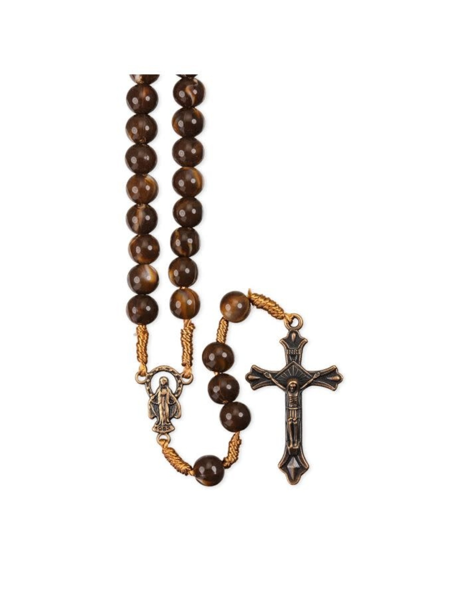 Hirten Rosary - Marbleized Brown Copper Beads on Cord