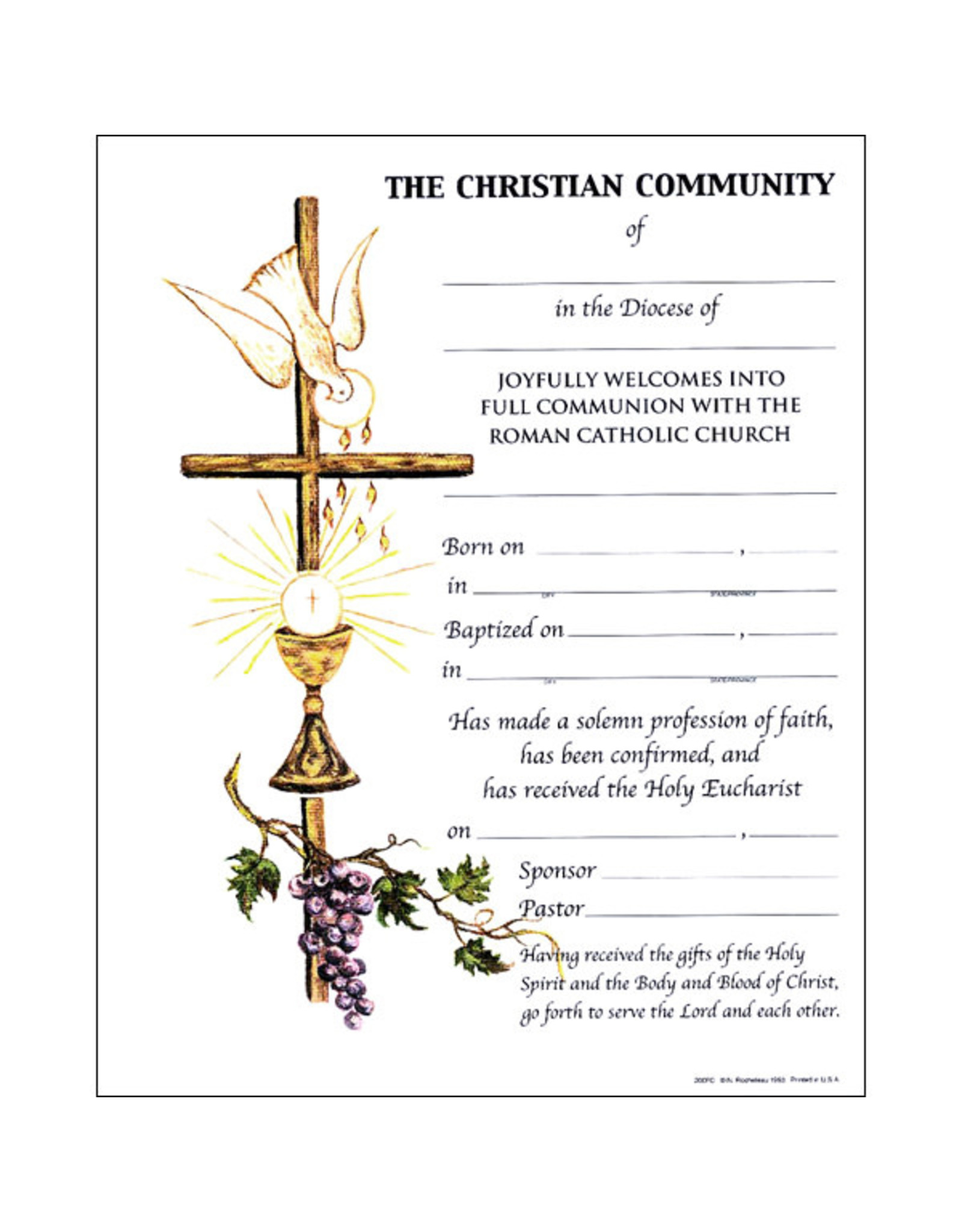 St. Andrew's Certificates - OCIA Full Communion (100)