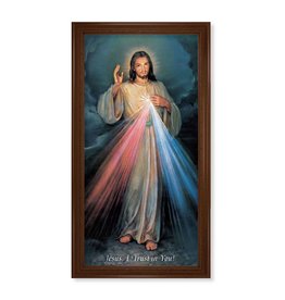 Hirten Picture - Divine Mercy, Walnut Frame (24" x 44")
