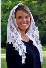 Veils by Lily Veil - Ivory Floral Lace Mantilla with Longer Sides