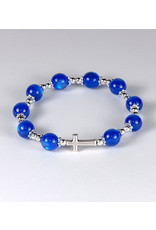 Malhame Regina Rosary Bracelet - Elastic (Cat's Eye Blue Beads)