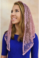 Veils by Lily Veil - Dusty Rose Lace Mantilla