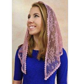 Veils by Lily Veil - Dusty Rose Lace Mantilla