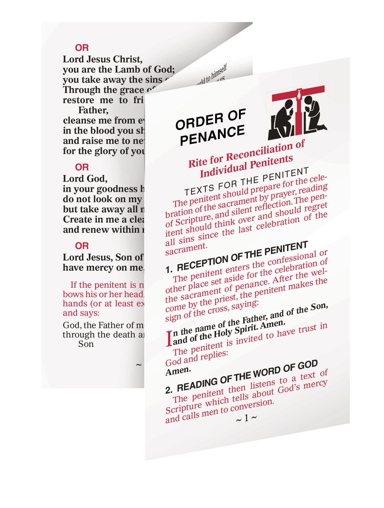 Rite of Penance Card for the People Reilly's Church Supply & Gift