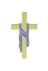 Terra Sancta Lapel Pin - Gold Cross with Purple Sash, Gold Plated