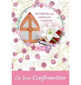 Greetings of Faith Card - Confirmation, Girl (Pink Flowers)
