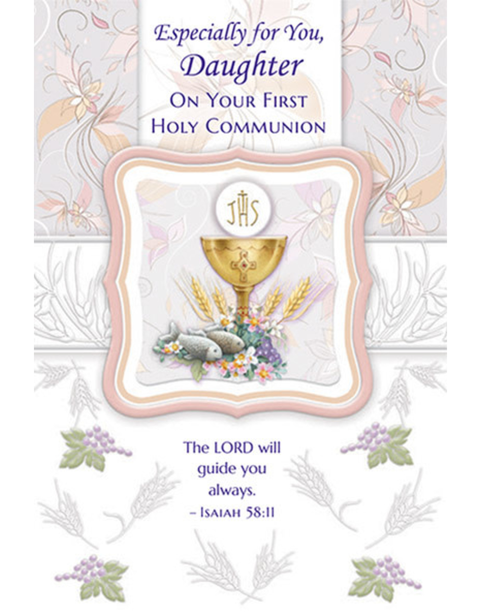 Greetings of Faith Card - First Communion, Daughter (The Lord will Guide You)