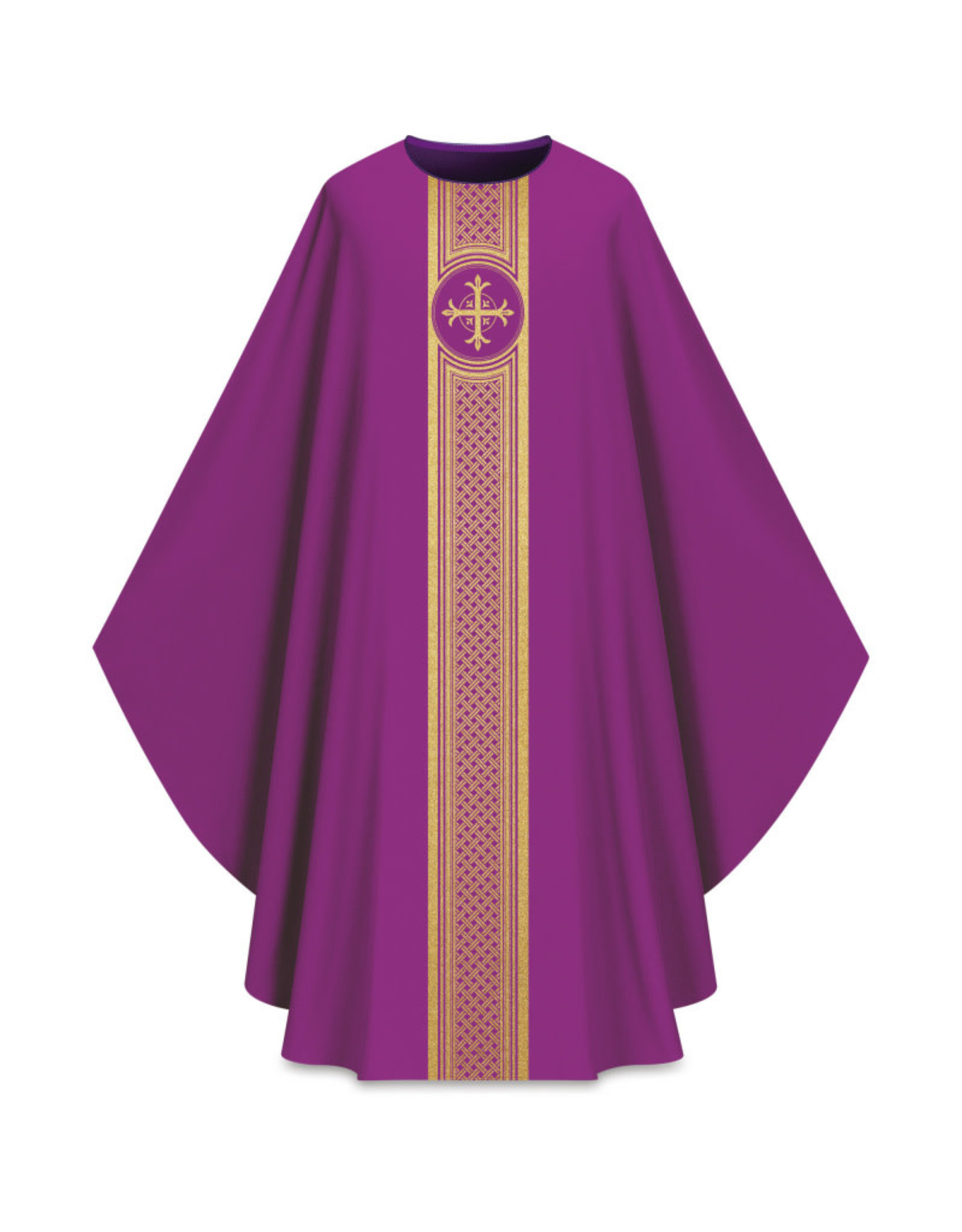 Slabbinck Chasuble -  Embroidered Cross & Band - Assisi Collection - Purple