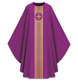 Slabbinck Chasuble -  Embroidered Cross & Band - Assisi Collection - Purple