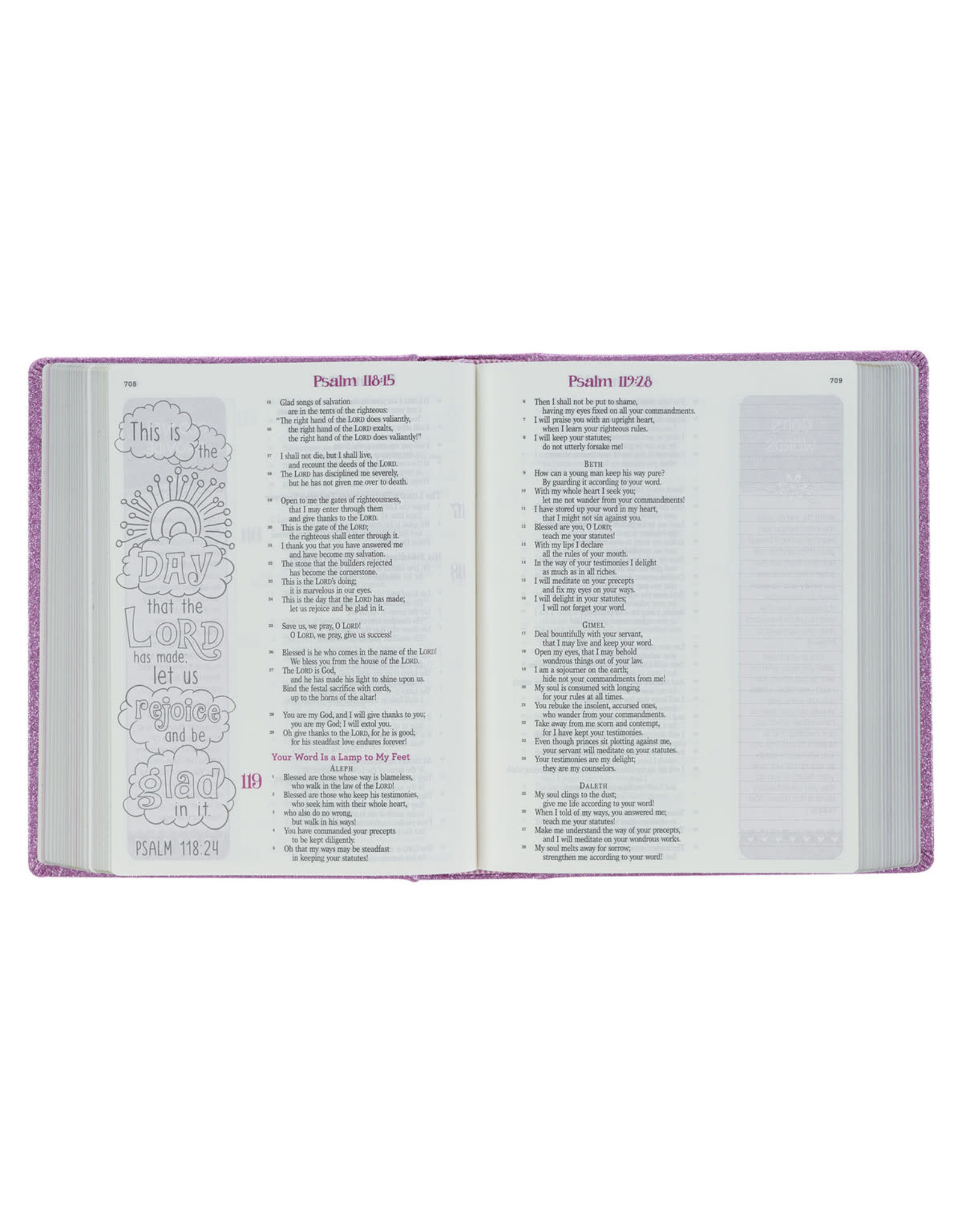 Christian Art Publishers ESV My Creative Bible for Girls -  Purple Glitter Journaling Bible