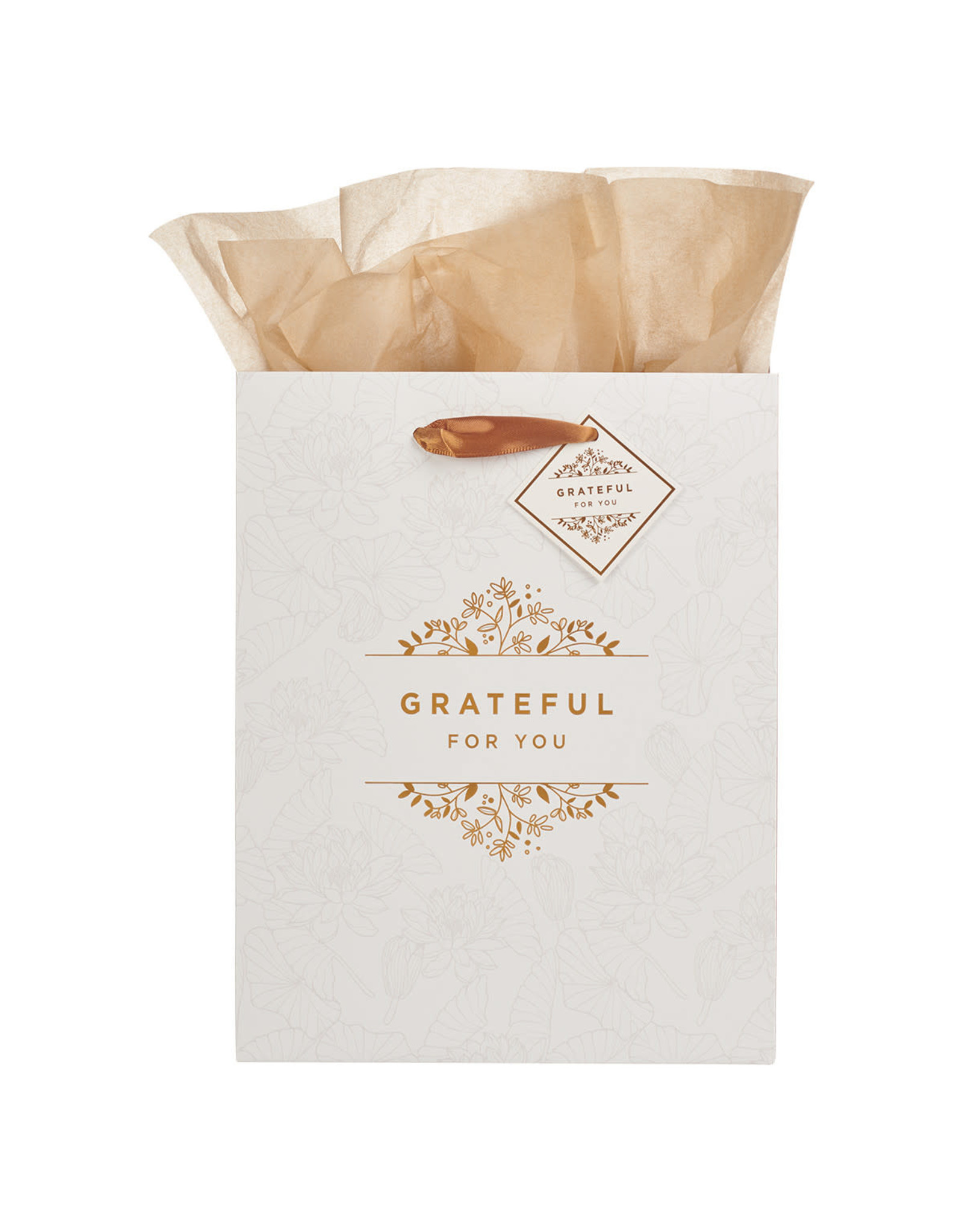 Christian Art Gifts Medium Gift Bag - Grateful for You (White)
