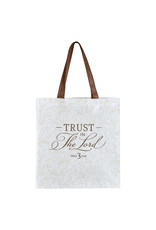 Christian Art Gifts Reusable Shopping Tote Bag - Trust in the Lord (White Floral)