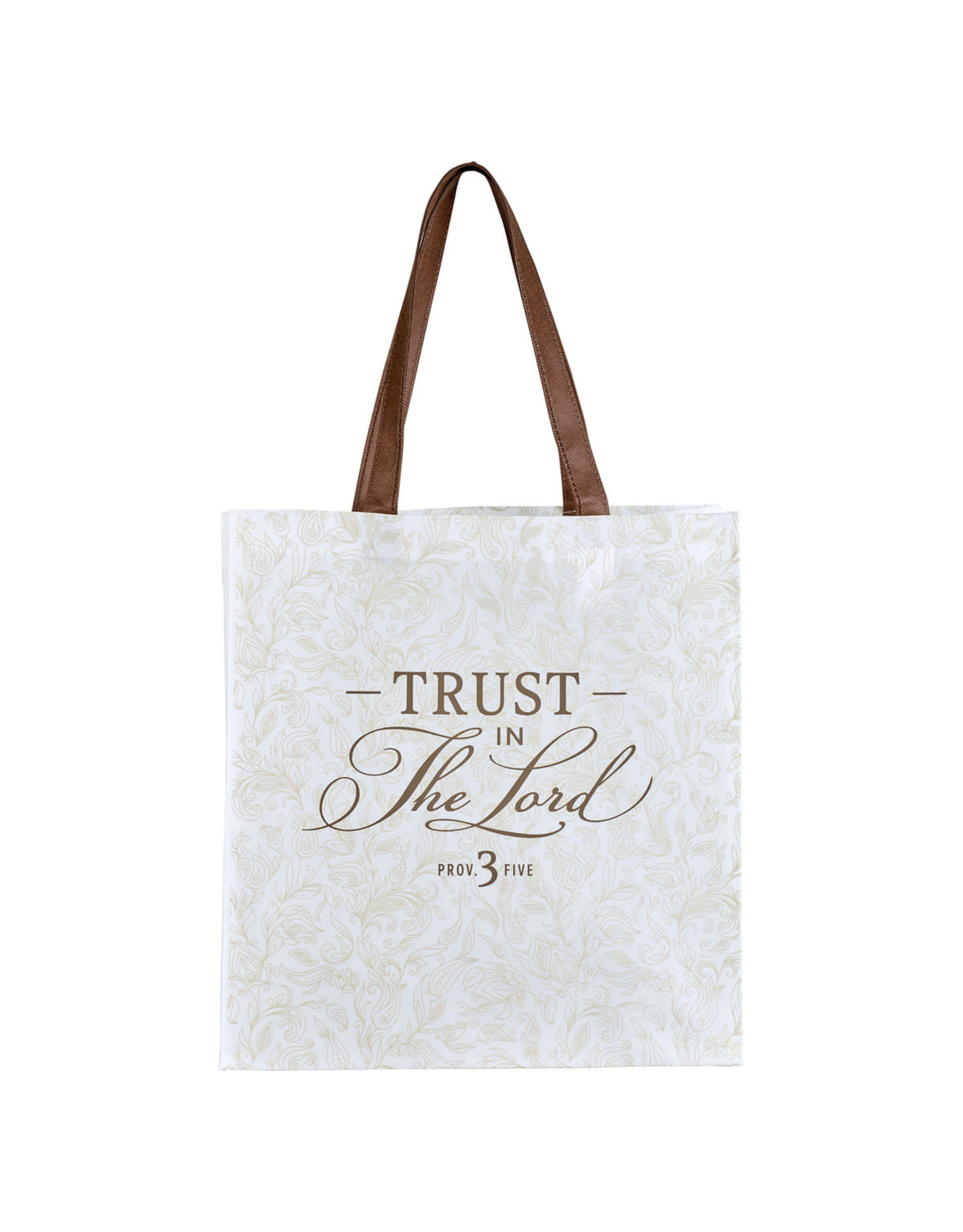 Christian Art Gifts Reusable Shopping Tote Bag - Trust in the Lord (White Floral)