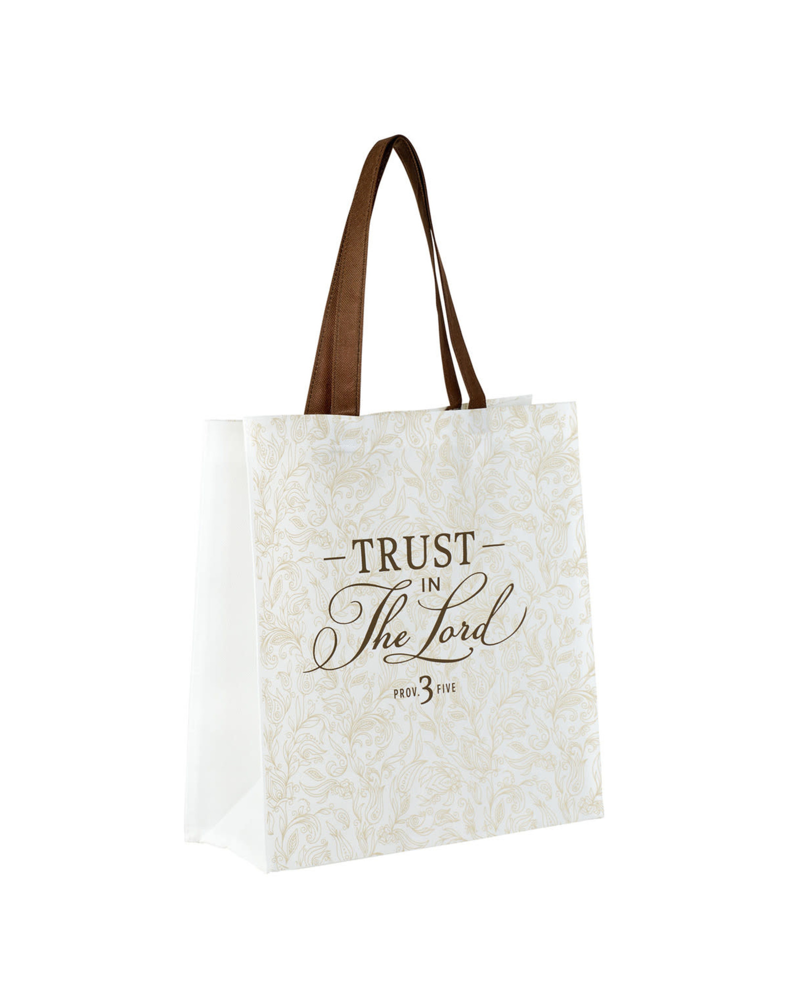 Christian Art Gifts Reusable Shopping Tote Bag - Trust in the Lord (White Floral)